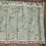 Qfdian  130x70cm American cotton linen green floral curtain for door kitchen blind short curtain