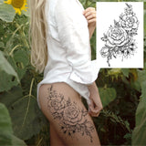 Qfdian  Realistic Sexy Peony Tattoos Temporary Women Adult Flower Arm Tattoos Sticker Waterproof Fake Floral Bloosom Body Leg Art Tatoos