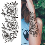 Qfdian  Large Realistic Flower Fake Tattoo Stickers For Woman Female Azalea Snake Flower Temporary Tattoos Body Art Water Transfer Tatoo