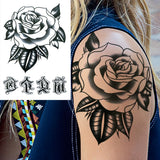 Qfdian  Realistic Orchid Lily Flower Temporary Tattoo For Women Rose Fake Tattoo Sticker Cluster Realistic Water Transfer Black Tatoos