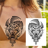 Qfdian  Sexy Tiger Flower Temporary Tattoo For Women Girl Skull Leopard Lion Tattoos Sticker Black Fake Tribal Animal Large Wasit Tattos