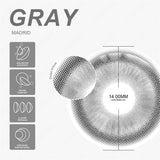 Qfdian Madrid Gray 1 Day Use I 14.0mm,10 Pcs=5Pair,Cosplay