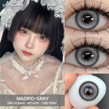 Qfdian Madrid Gray 1 Day Use I 14.0mm,10 Pcs=5Pair,Cosplay