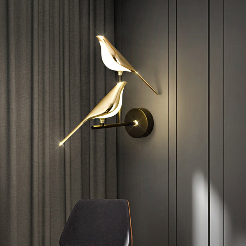 Qfdian Nordic Elegant Golden Bird Wall Light