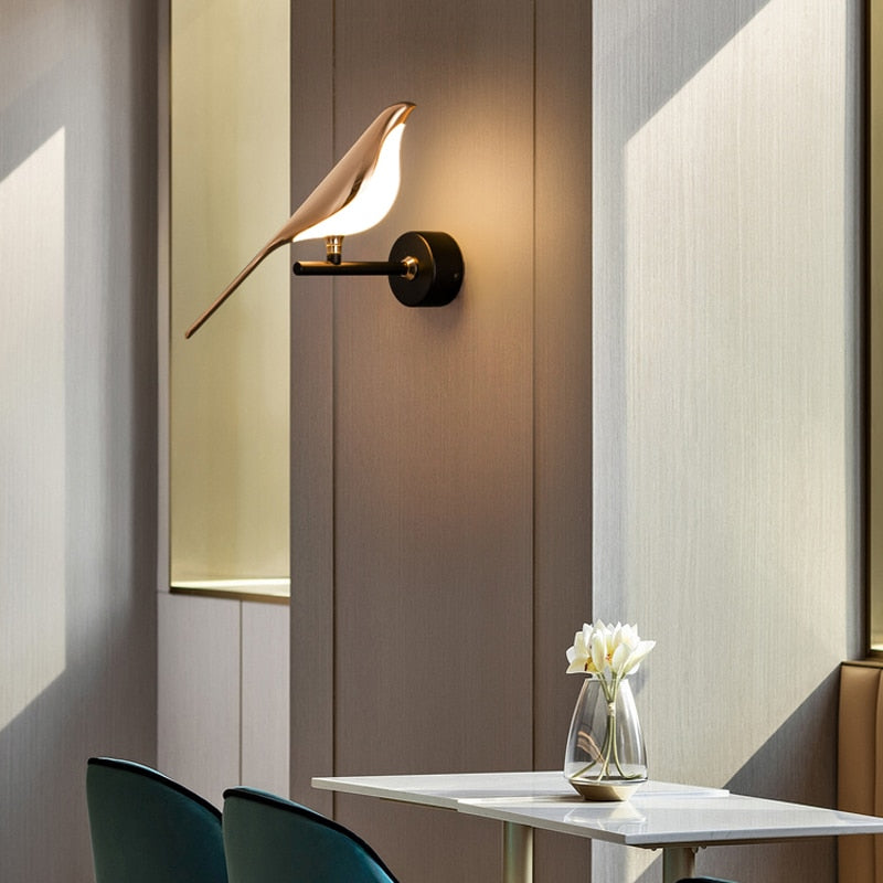 Qfdian Nordic Elegant Golden Bird Wall Light