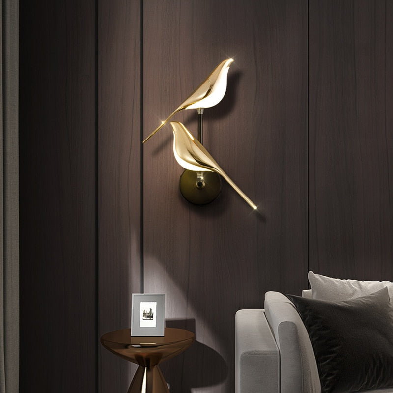 Qfdian Nordic Elegant Golden Bird Wall Light