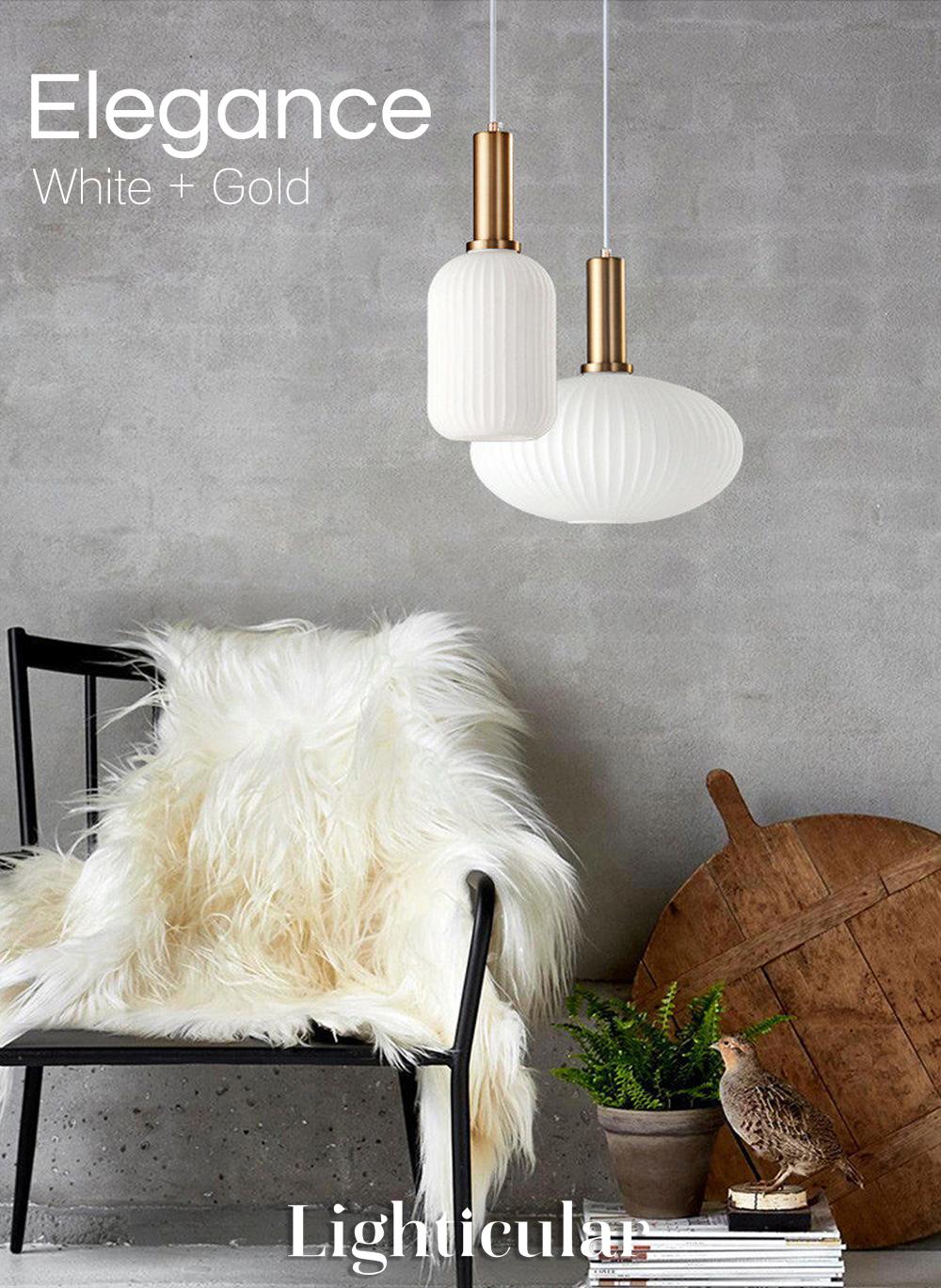 Qfdian Nordic Fluted Glass Pendant Lights