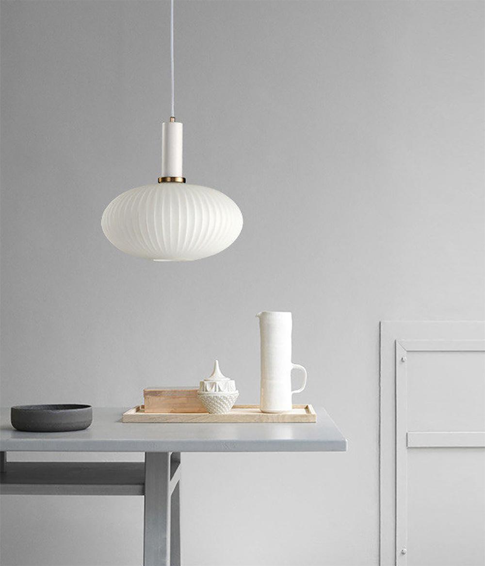 Qfdian Nordic Fluted Glass Pendant Lights