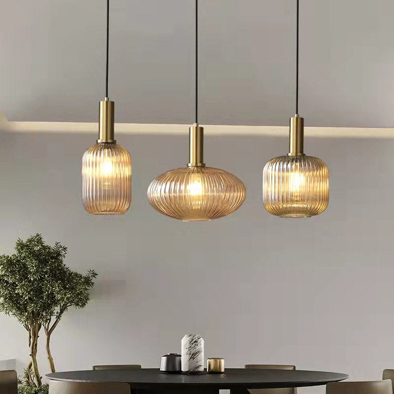 Qfdian Nordic Fluted Glass Pendant Lights