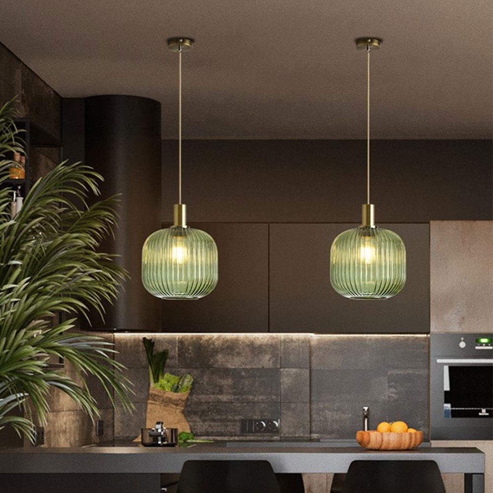 Qfdian Nordic Fluted Glass Pendant Lights