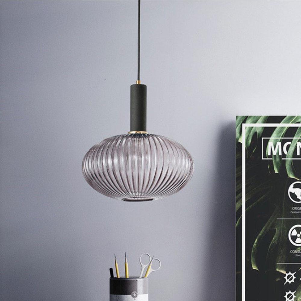 Qfdian Nordic Fluted Glass Pendant Lights