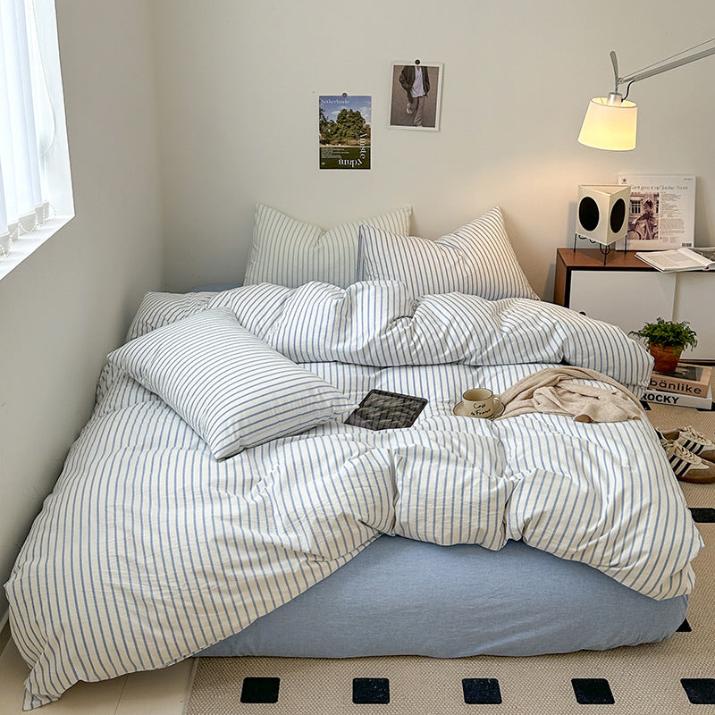 Qfdian Scandinavian Retro Stripes Bedding Set