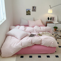 Qfdian Scandinavian Retro Stripes Bedding Set