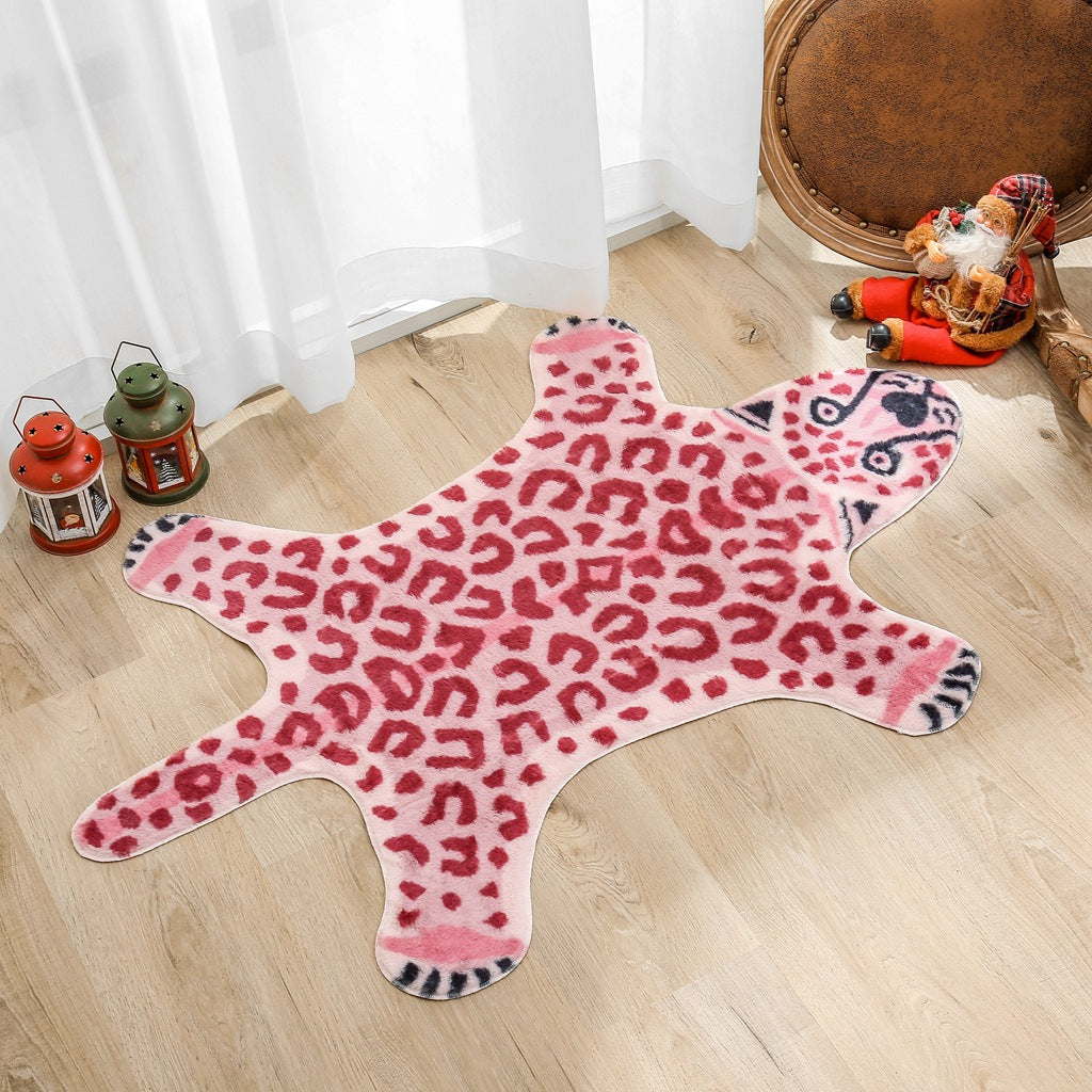 Qfdian Pink Leopard Print Rugs