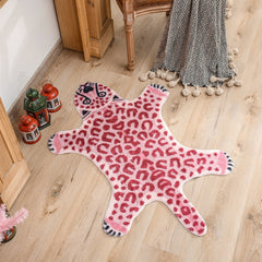 Qfdian Pink Leopard Print Rugs