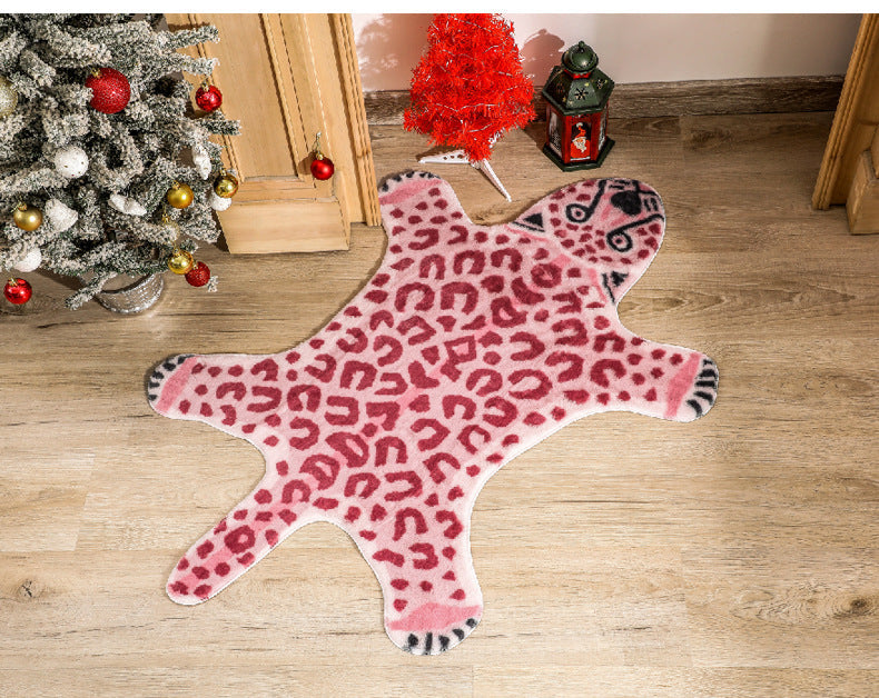 Qfdian Pink Leopard Print Rugs