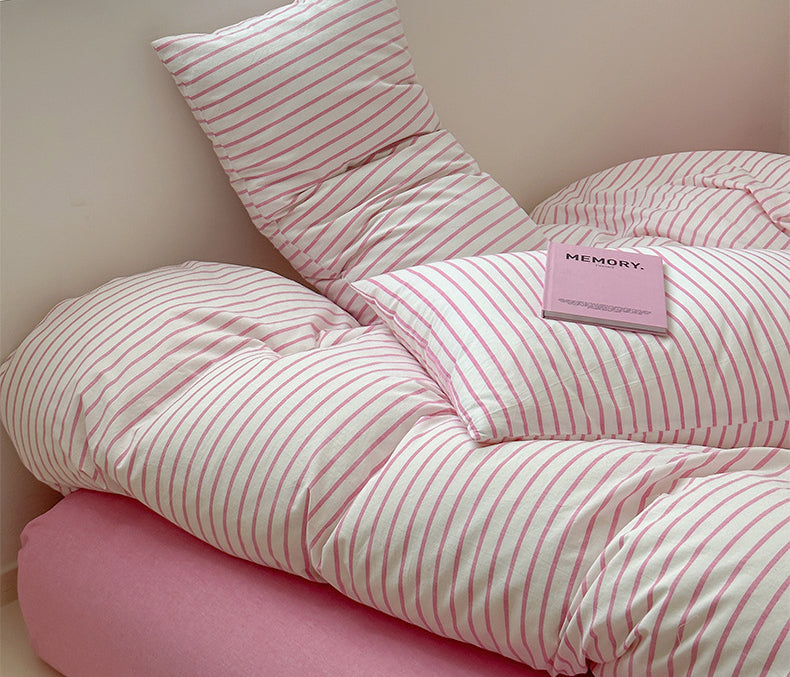 Qfdian Scandinavian Retro Stripes Bedding Set