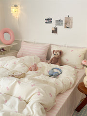 Qfdian Cute Ribbon Coquette Bedding Set