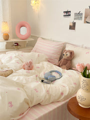 Qfdian Cute Ribbon Coquette Bedding Set