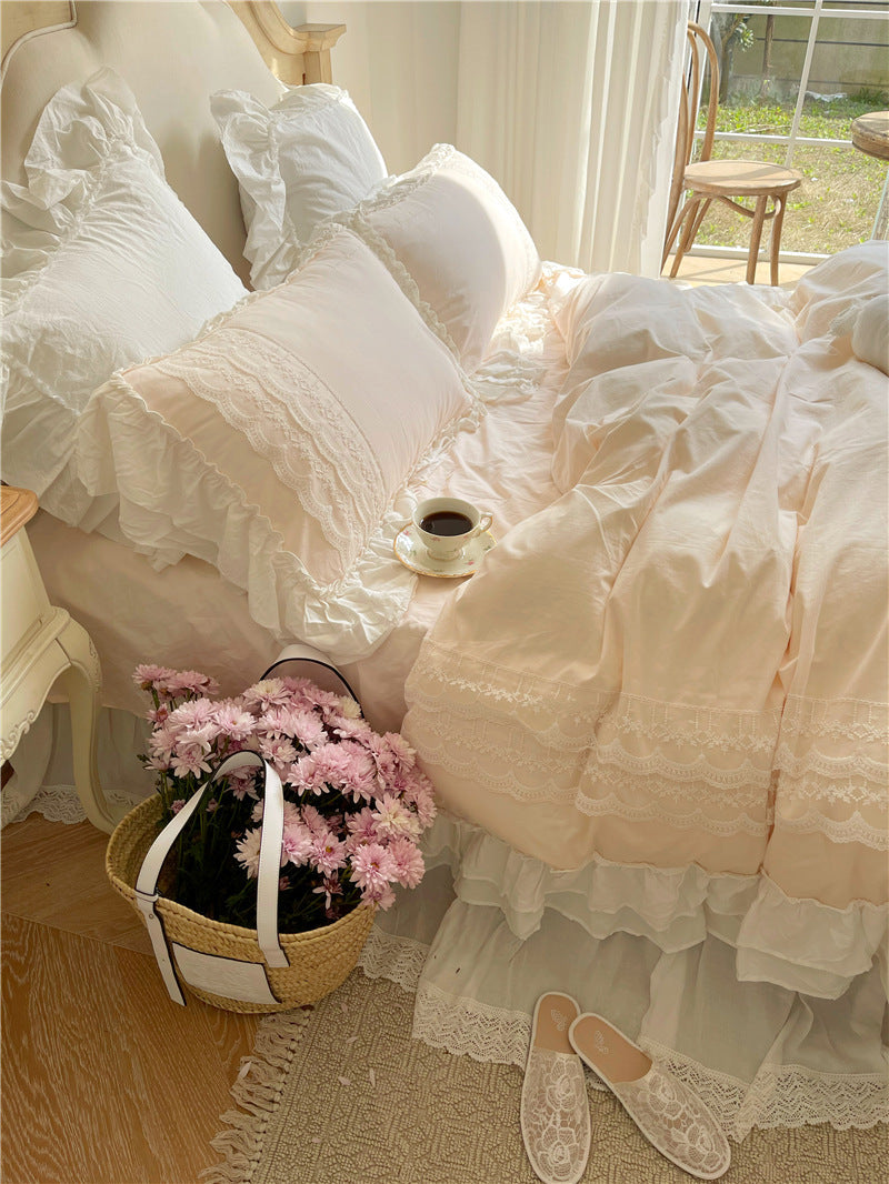 Qfdian Princesscore Pink Lace Bedding Set