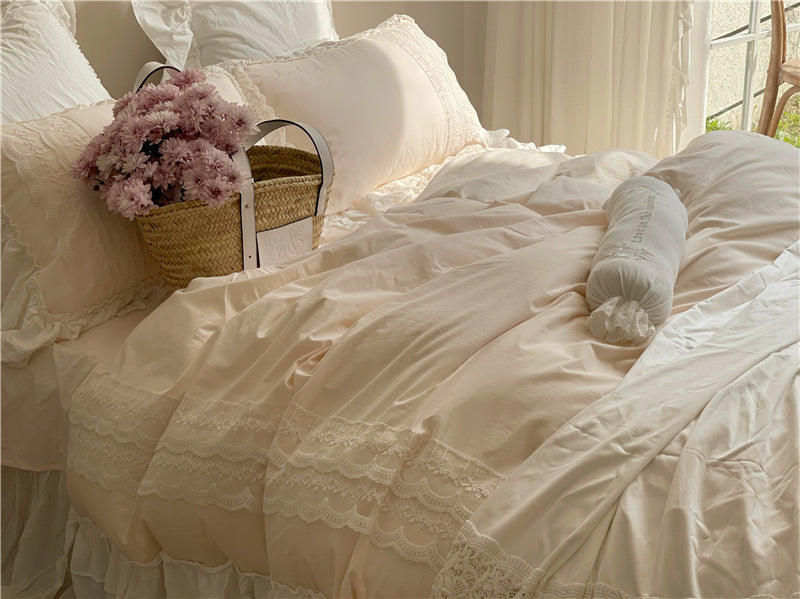 Qfdian Princesscore Pink Lace Bedding Set