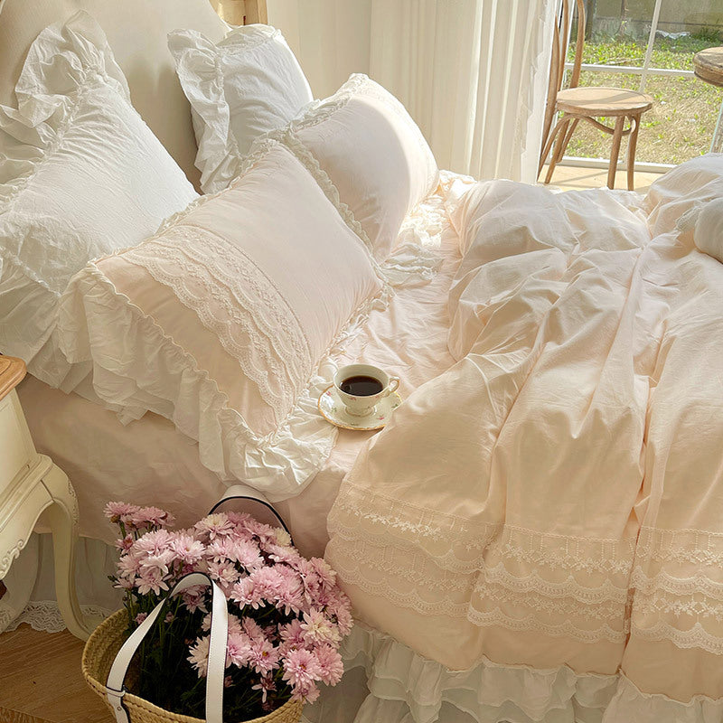 Qfdian Princesscore Pink Lace Bedding Set