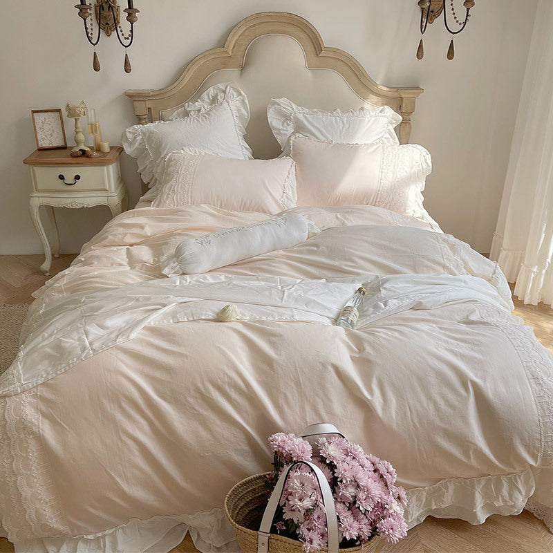 Qfdian Princesscore Pink Lace Bedding Set