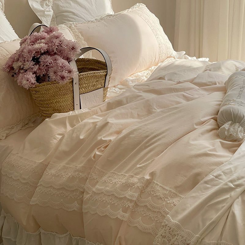 Qfdian Princesscore Pink Lace Bedding Set