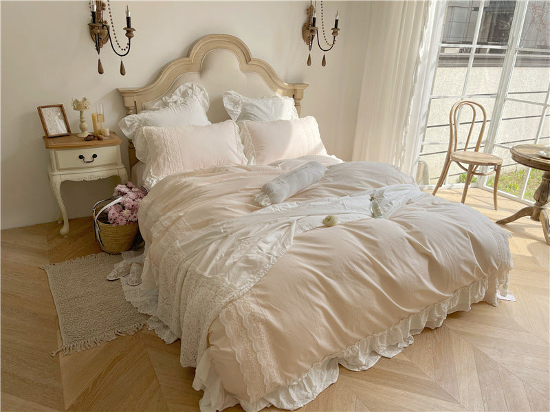 Qfdian Princesscore Pink Lace Bedding Set