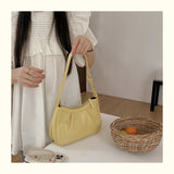 Qfdian Korean Chic Office Lady Shoulder Underarm Bag Elegant Pleated Casual Bags for Women Sweet Y2k Aesthetic Fashion Simple Handbags