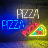 Qfdian  Pizza Neon Sign Decor Open Neon Sign Wall Decor Pizza Neon Sign Indoor LED Nightlight Sign for Store Handmade Business Sign