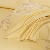 Qfdian 4Pcs Luxury Flowers Embroidery 1400TC Egyptian Cotton Red Wedding Bedding Set Duvet Cover Set Flat/Fitted Bed Sheet Pillowcases