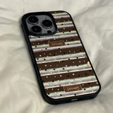 Qfdian  Korean Stars Stripes Phone Case For iPhone 17Air 16 Pro Max Plus 15 14 13 12 11 XS XR Shockproof Black Acrylic Bumber Cover
