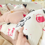 Qfdian  ‌New Washed Cotton Fresh Style Fitted Sheet Four-Piece Set, Duvet Cover, Student Dormitory Bed Sheet Three-Piece Set