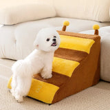 Qfdian  Cute Bee Puppy Stairs 2/3 Steps Ladder Dogs Protect Older Dog Pet Ramp Ladder Anti-slip Removable Dog Bed Stairs Pet Supplies