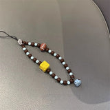 Qfdian  Cute Beaded Cherry Dog Phone Lanyard ,Keychain Anti-lost Rope  Phone Straps,For IPhone Samsung Universal Phone Chain