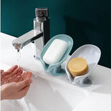 Qfdian 2pcs Drain Soap Holder Leaf Shape Soap Box Suction Cup Tray Drying Rack for Shower Sponge Container Kitchen Bathroom Accessories