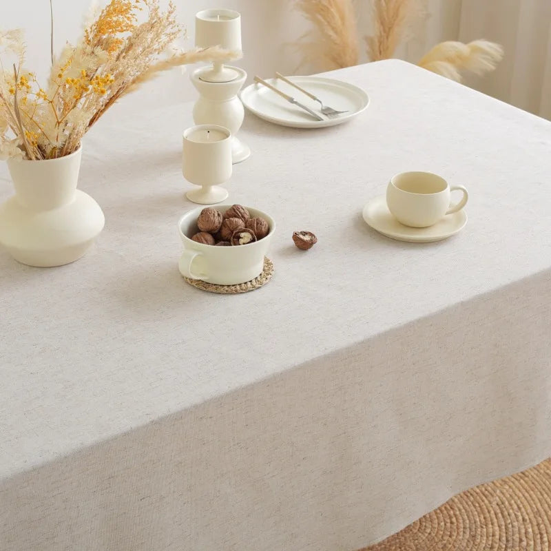 Ruffled Linen Cotton Tablecloth for Wedding Home Party Dining Banquet Decoration Flax Fabric Table Cloth Luxurious Table Cover