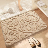 Qfdian  Water-absorbent Anti-slip Bath Mat Flocked Thickened Microfiber Bathroom Rug Carpet Bathroom Door Quick-drying Foot Mat