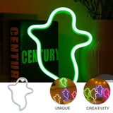 Qfdian  Halloween Ghost Shaped LED Neon Light USB Rechargeable Battery Powered Night Lamp for Wall Window Door Decor Romantic Atmosphere