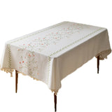 Qfdian  Three-dimensional Embroidery Table Cloth Light Luxury French Retro Rectangular Coffee Table Cloth High-grade Cotton Linen Decor
