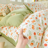 Qfdian  ‌New Washed Cotton Fresh Style Fitted Sheet Four-Piece Set, Duvet Cover, Student Dormitory Bed Sheet Three-Piece Set