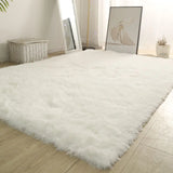 Qfdian White Fluffy Hall Carpet Modern Living Room Bedroom Home Decor Large Mats Thickened Non-Slip Girl Children's Room Pink Furry Rug