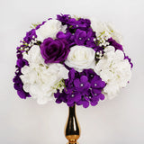Qfdian  30CM Artificial Flower Table Centerpiece Wreath Party Wedding Backdrop Decor Road Lead Floral Ball Rose Hydrangea Gypsophila