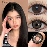 Qfdian   1 pair Colorcon Contact Lenses for Eyes Black Lenses Beautiful Cosmetic Pupil Blue Lenses Big Eyes Contacts Lens Yearly