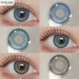 Qfdian  2pcs Myopia Color Contact Lenses for Eyes with Prescription Beauty Pupils Makeup Eye Color Lenses Fashion Blue Lenses