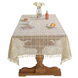 Qfdian  1pc Lace Openwork Tablecloth Retro European Style Lace Crochet Embroidery Coffee Tea Table Cloth Wedding Party Garden Home Decor