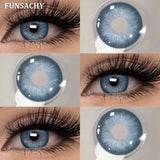 Qfdian  2pcs Colorcon Contact Lenses Gray Pupils for Eyes Fashion Color Contact Lenses Eye Makeup Beauty Cosmetics Blue Lenses
