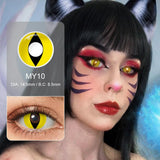 Qfdian Halloween Contact Lenses White Cat Eye Cosplay Contact Lenses Crazy Eye Contacts Whiteout Lens for Cosplay Anime Accessorie