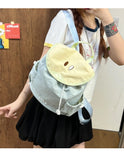 Qfdian Nylon Contrast Color Patchwork Schoolbags Women Students All Match Travel Bags Cartoon Casual Y2k Aesthetic Backpacks Trendy